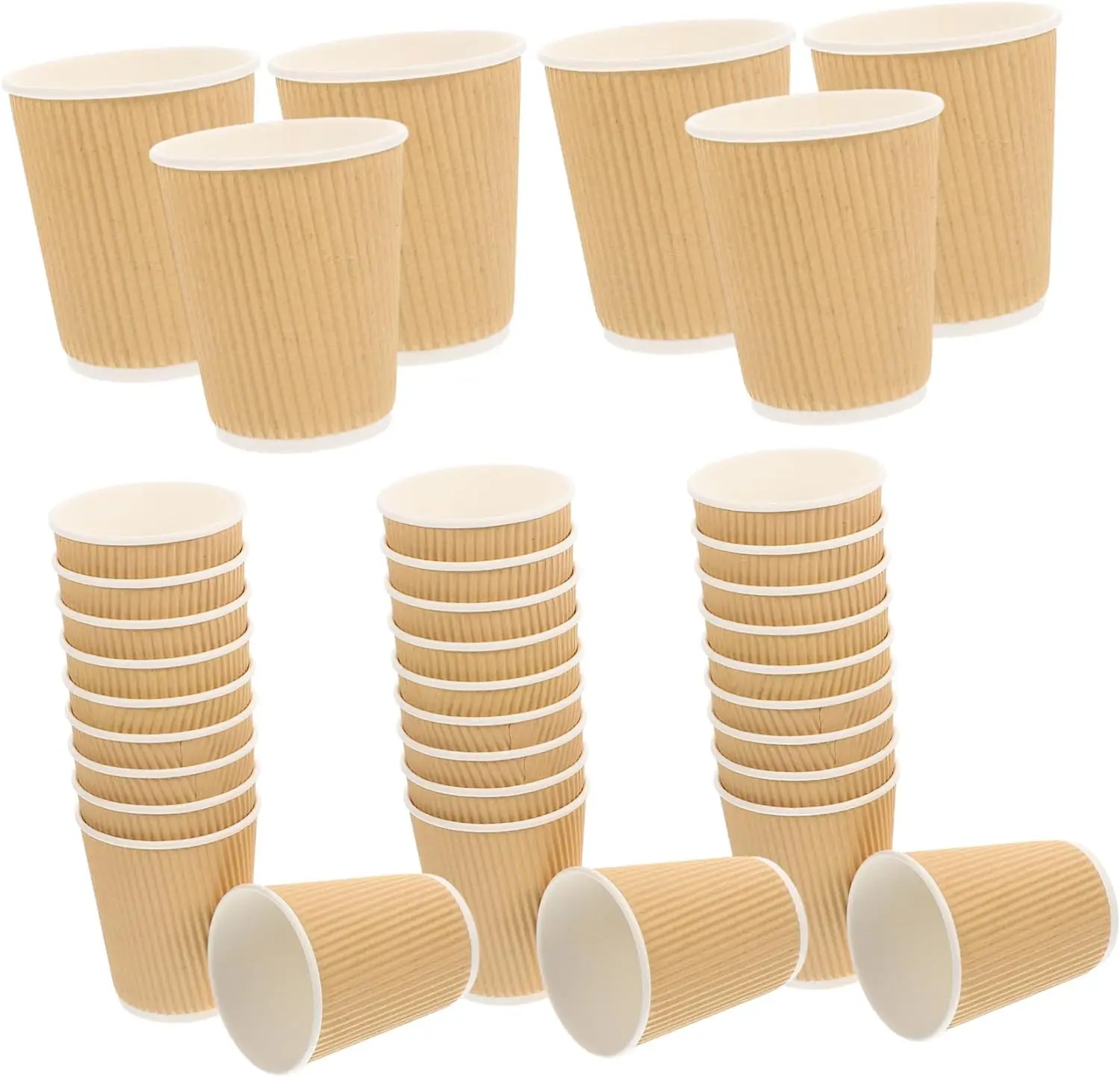 Factory Direct Double Layer Disposable Biodegradable 8oz 12oz 16oz Ripple Wall Kraft Coffee Paper Cups