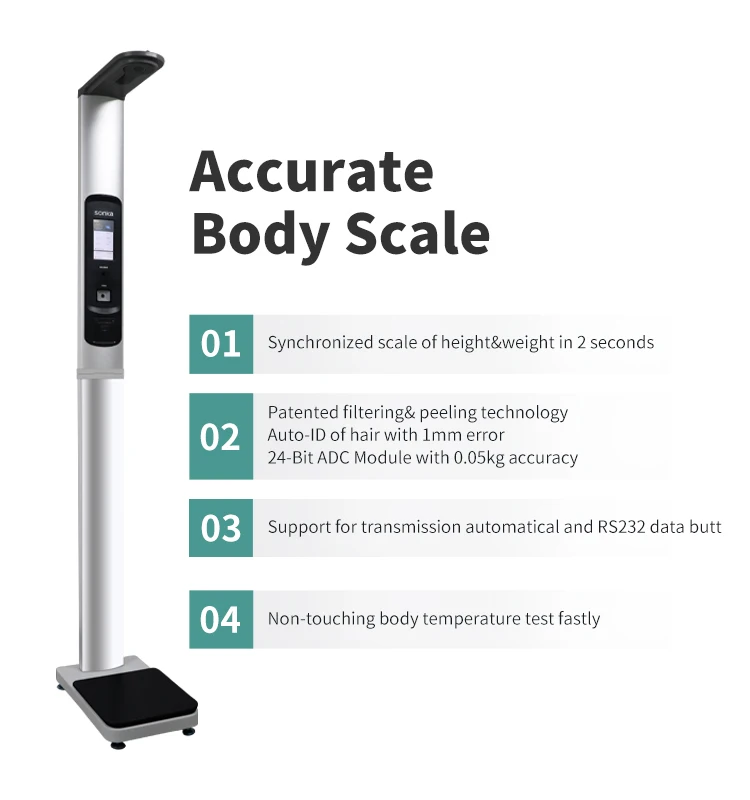 Sonka BMI Skala ng Pagtatanim ng Taba sa Katawan ng Tao LCD Display Digital Medical Height at Weight Scale