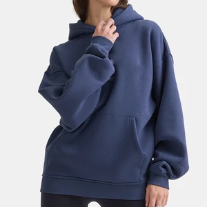 Wholesale High Quality Customized 100% Cotton Casual Hooded Sweatshirt Solid Design 1 PC Fleece Women Heavyweight  Hoodies