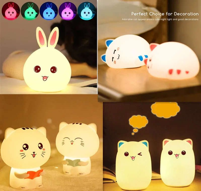 Jumon Silicone Night Light Children Bedside Lamp Usb Charging Rabbit