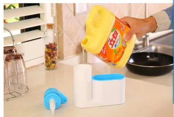 Multifunctional  Hand Soap Dispenser  Sponge Dishwashing Brush Kitchen storage box supplier