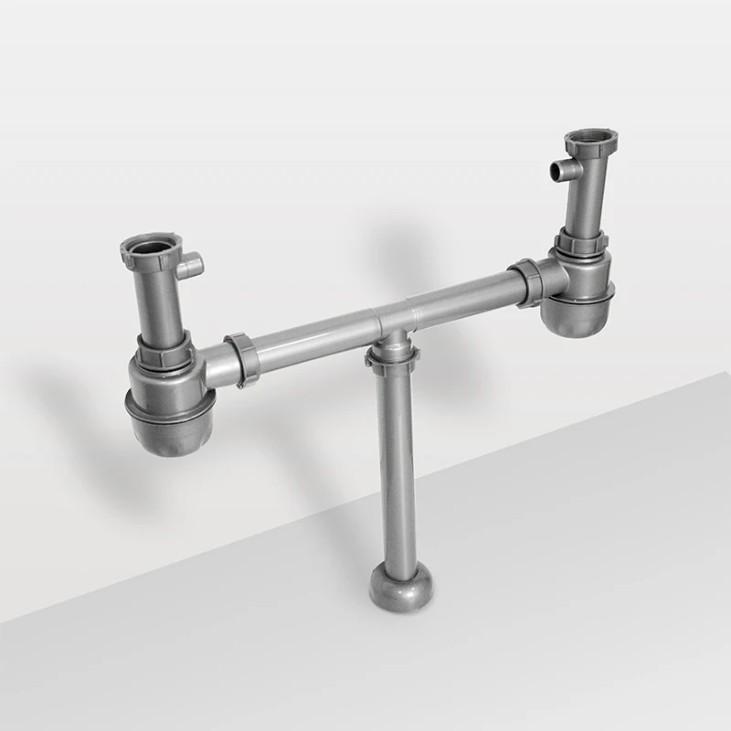 product universal   environmentally  friendly pp drain pipe double bowl kitchen sink drain waste pipe anti odor and insect drain pipe-0