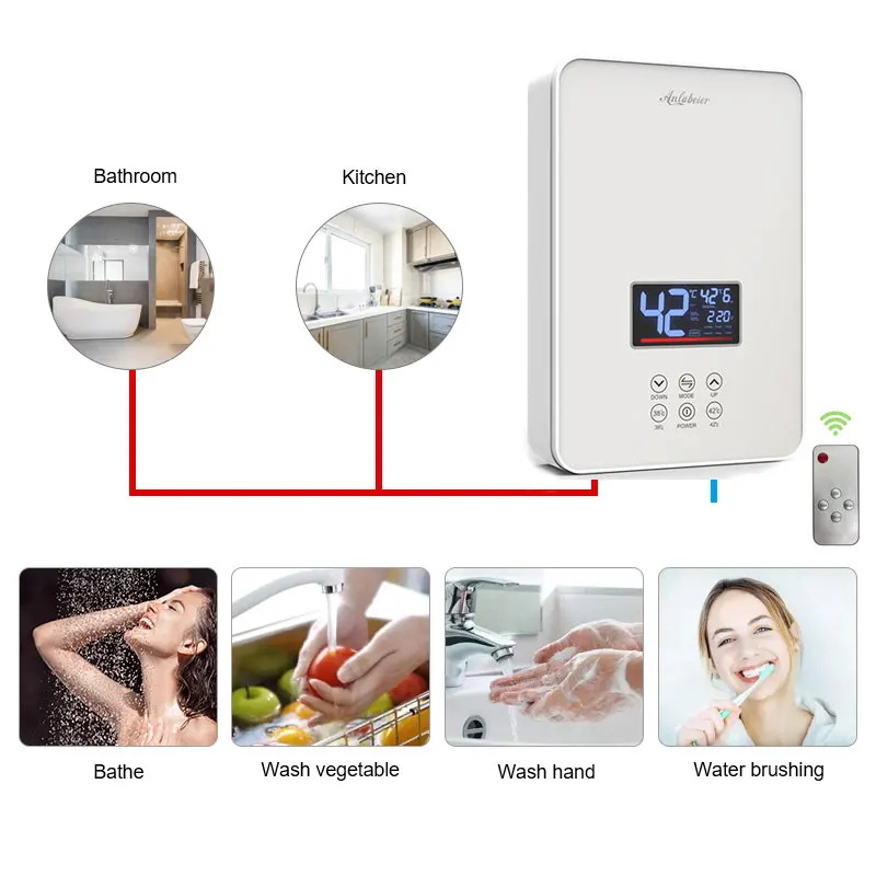Digital LED Temperature Display Bathroom Instant Hot Electric Under Sink Water Heater
