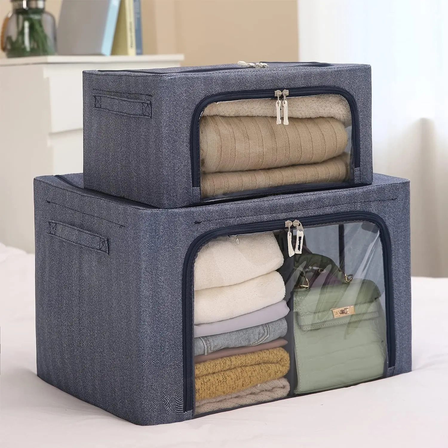 22l 66l Steel Frame Storage Box With Clear Window Double Zipper ...