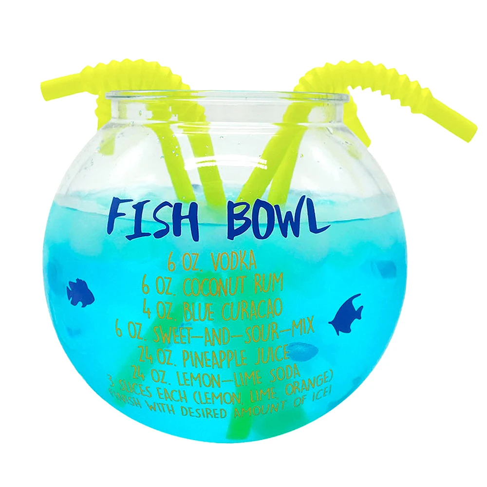 20oz Souvenir Drinking Fish Bowl Cocktail Glass Plastic Fishbowl Cup