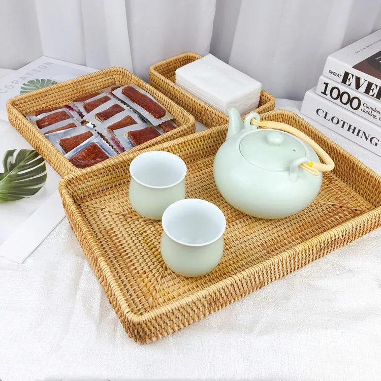 Long Narrow Rattan Tray For Bathroom Vanity Trays Decorative Jewelry