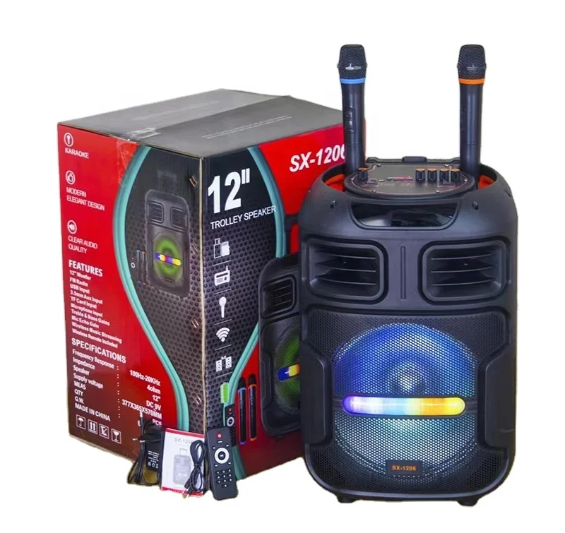 SX1206 Sound Box with Microphone Perfect for Outdoor DJ