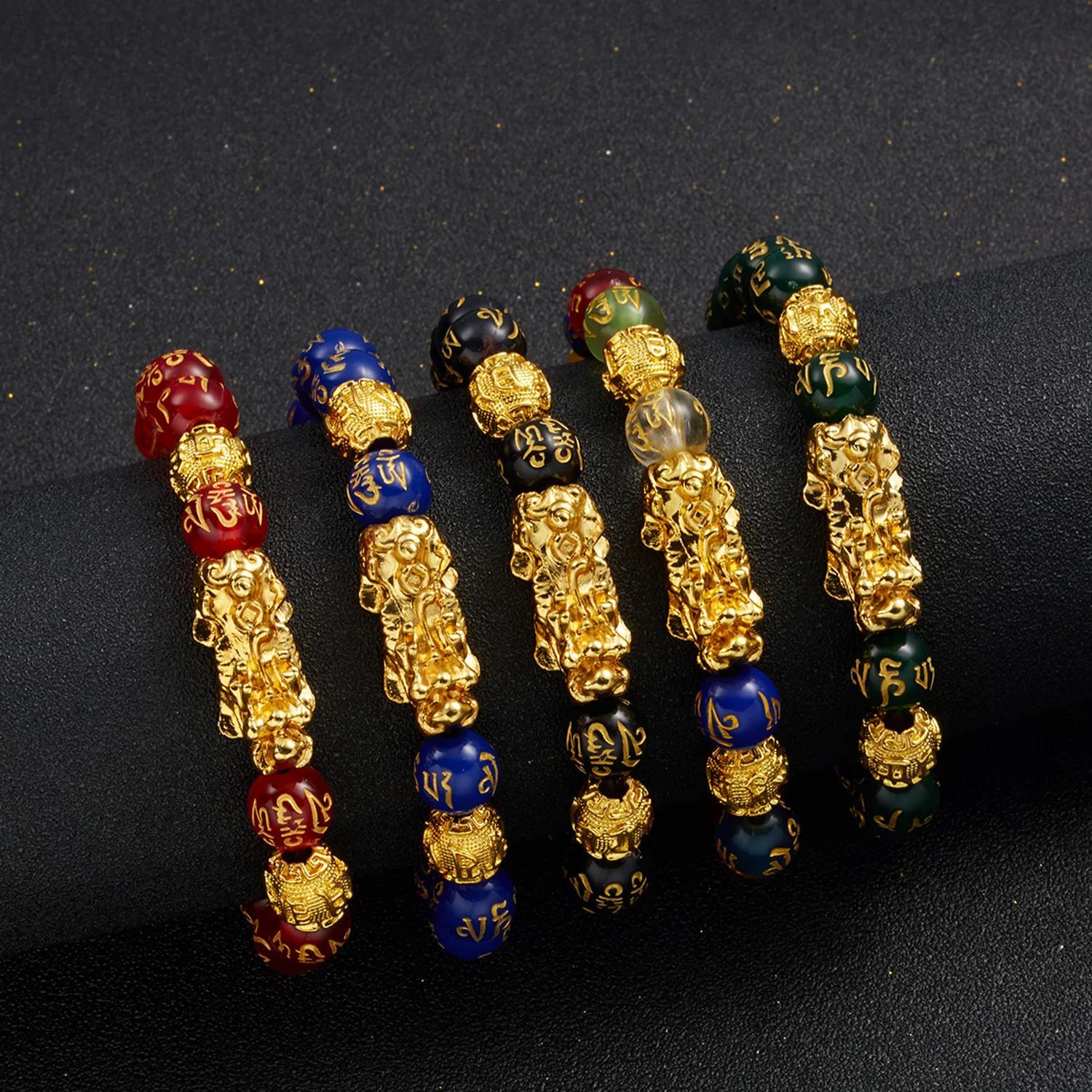 2024 Adjustable Feng Shui Lucky  Wealth Bead Bracelet with Hand Carved Amulet Bead Feng Shui Pi Xiu Pi Yao Bracelet