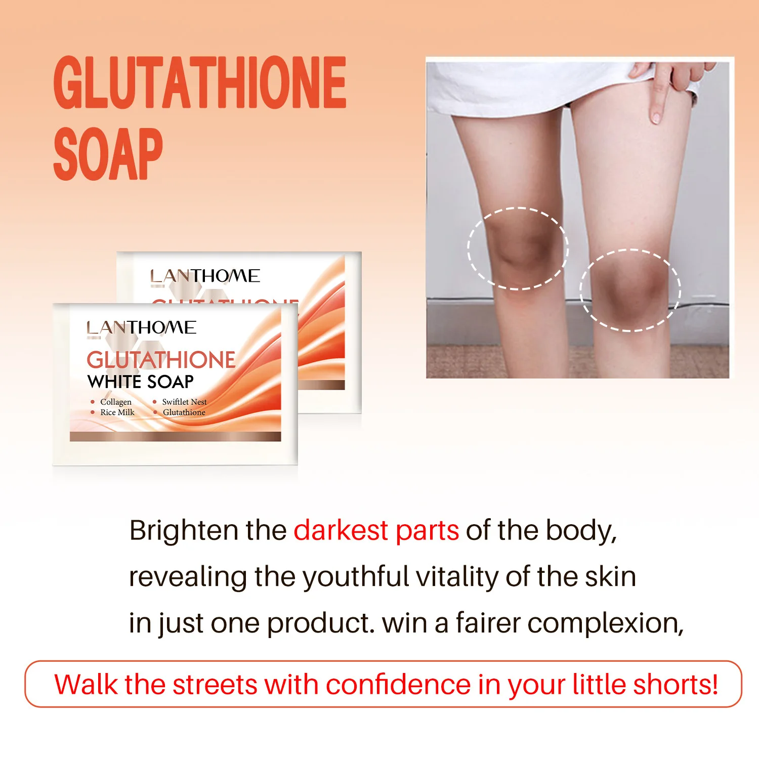 peeling mit glutathion LAN THOME Body Cleansing Glättende Peeling-Kollagen-Milch aufhellung seife  mit Glutathion