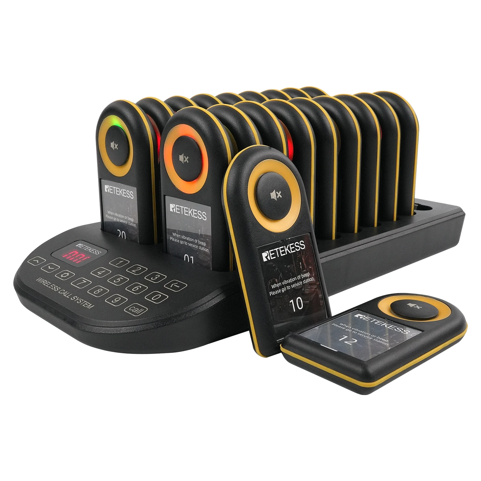 Wireless IP67 Waterproof Cross-border Anti-lost Alarm Restaurant Pager System Long Range With 20 Buzzer Pagers Retekess TD169