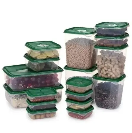 Electric 17-Piece Modern Style Crisper Plastic Food Box Bento Microwave Lunch Storage with Seal Refrigerator Crisper Box
