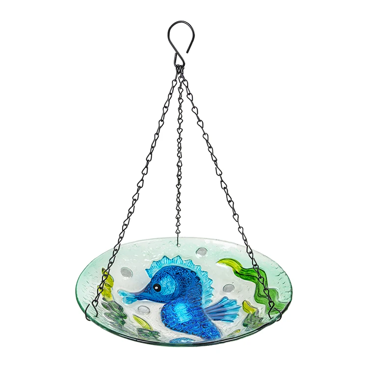  Bird Feeder for Outdoor, Marine Animal Glass Hanging Bird Bath for  Patio Yard 