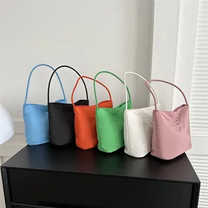 Wholesale MU Fashion Oxford Cloth Handbag Letters Embroidery Women Tote Bags with Fluffy Ball