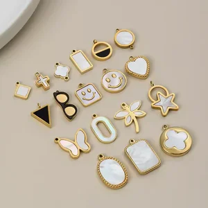 Custom Titanium Steel Shell Pendant Charms 18K Gold Plated Waterproof DIY Jewelry Accessories for Necklace Bracelet Making