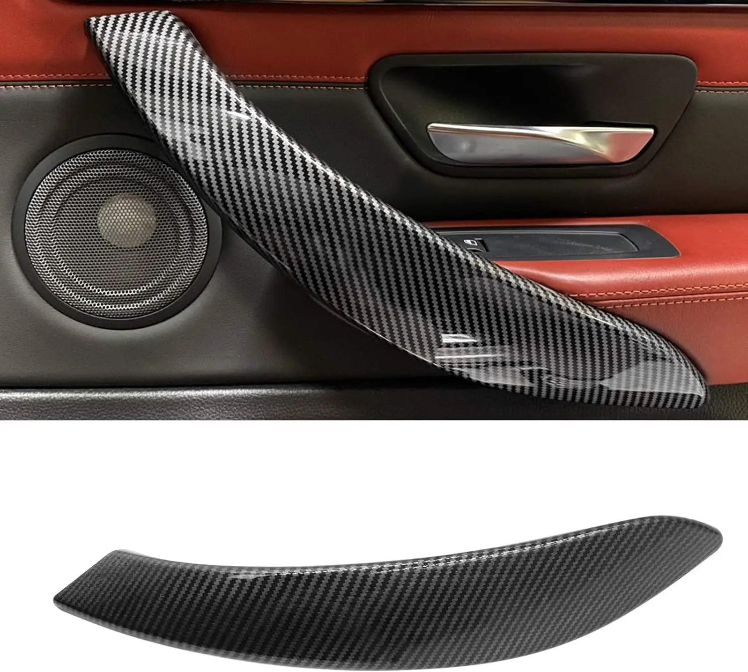 Black Door Pull Handle Inside Cover Protect Case For BMW 3/4 Series F30 F35