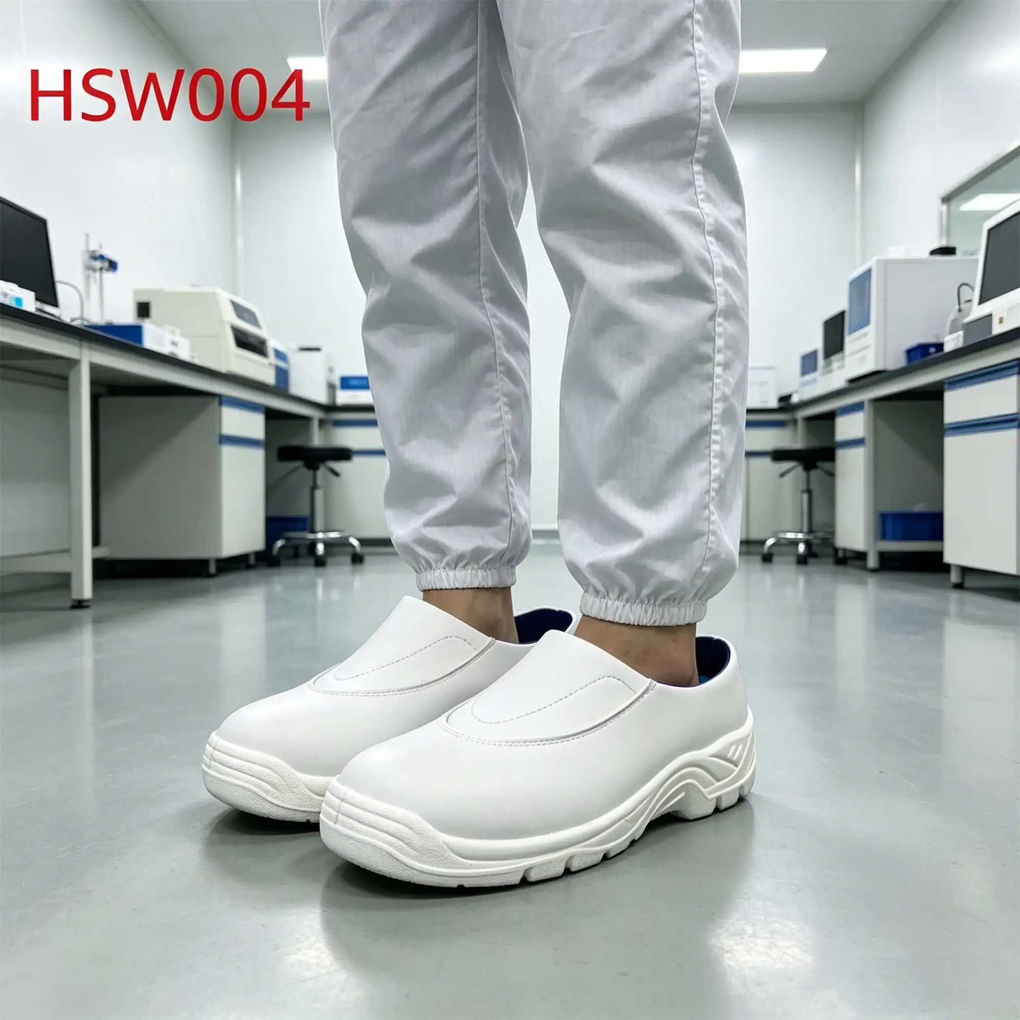 ZYF,Bio-technology Pull on Style ESD White Safety Shoes with Steel Toe Inspection Center UV Resistant Upper Work Clogs HSW004