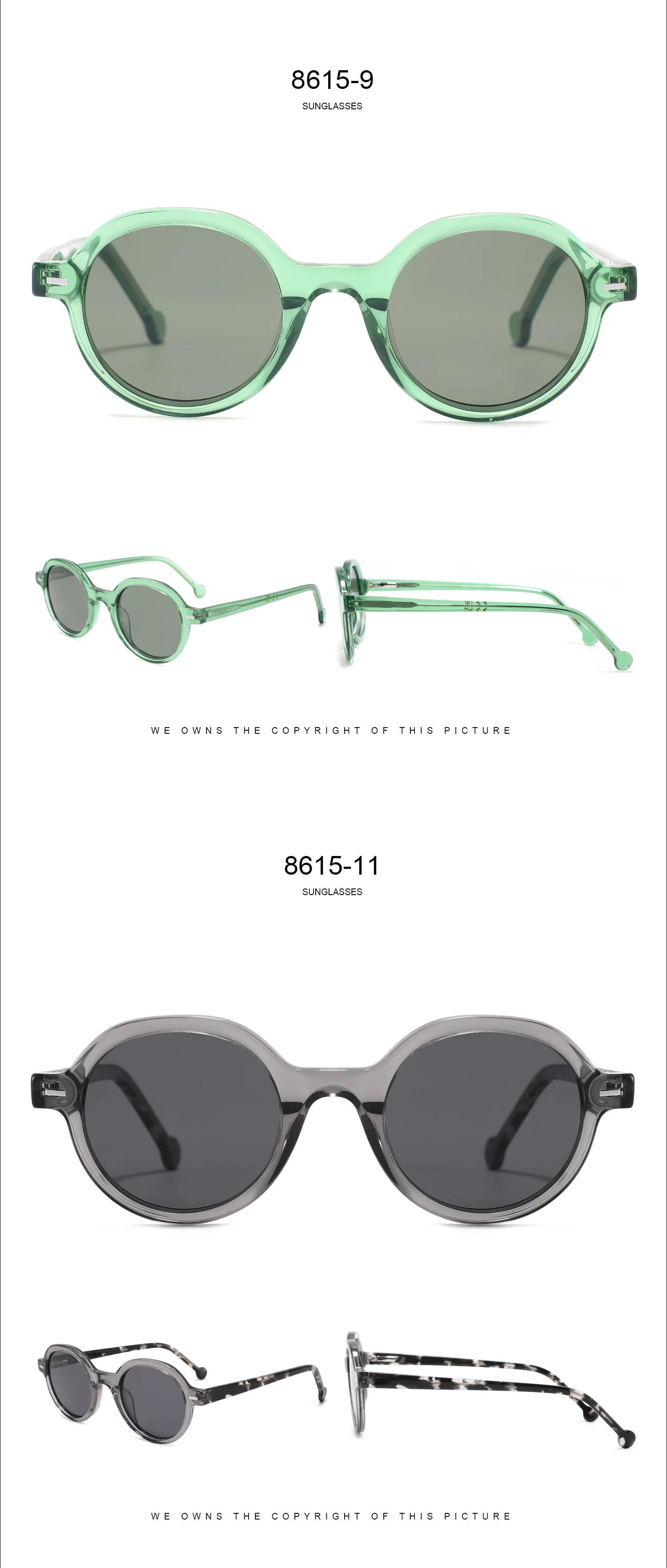 Polarised Sunglasses Unisex Round Acetate Designer Frames Luxury_voghion.com