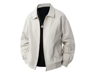 Men's Jacket 2 Pockets Loose-Fit Casual Jacket for Men High-Street Comfort Lapel Jacket Long-Sleeve Fashion Style for Young