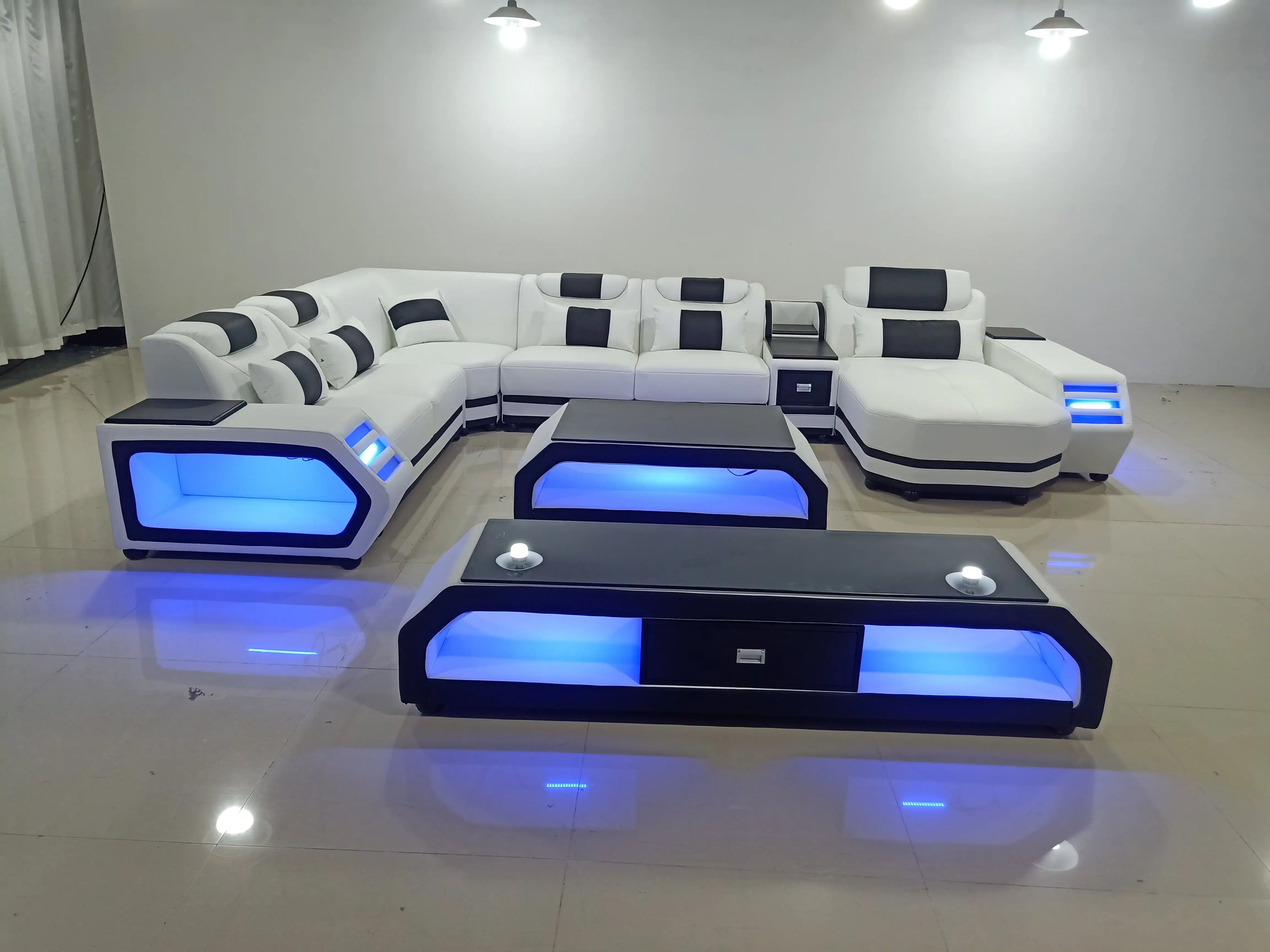 Cbmmart Modern Living Room Leather Sofas Set Furniture Multifunction