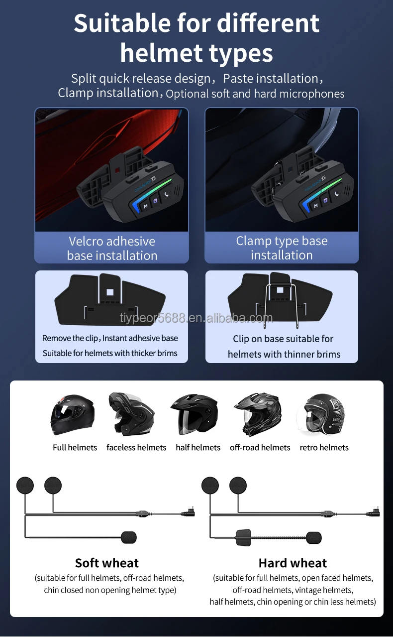 product tiypeor motorbike helmet wireless headphone earphones helmet motorcycle waterproof headset speaker with hd microphone-9