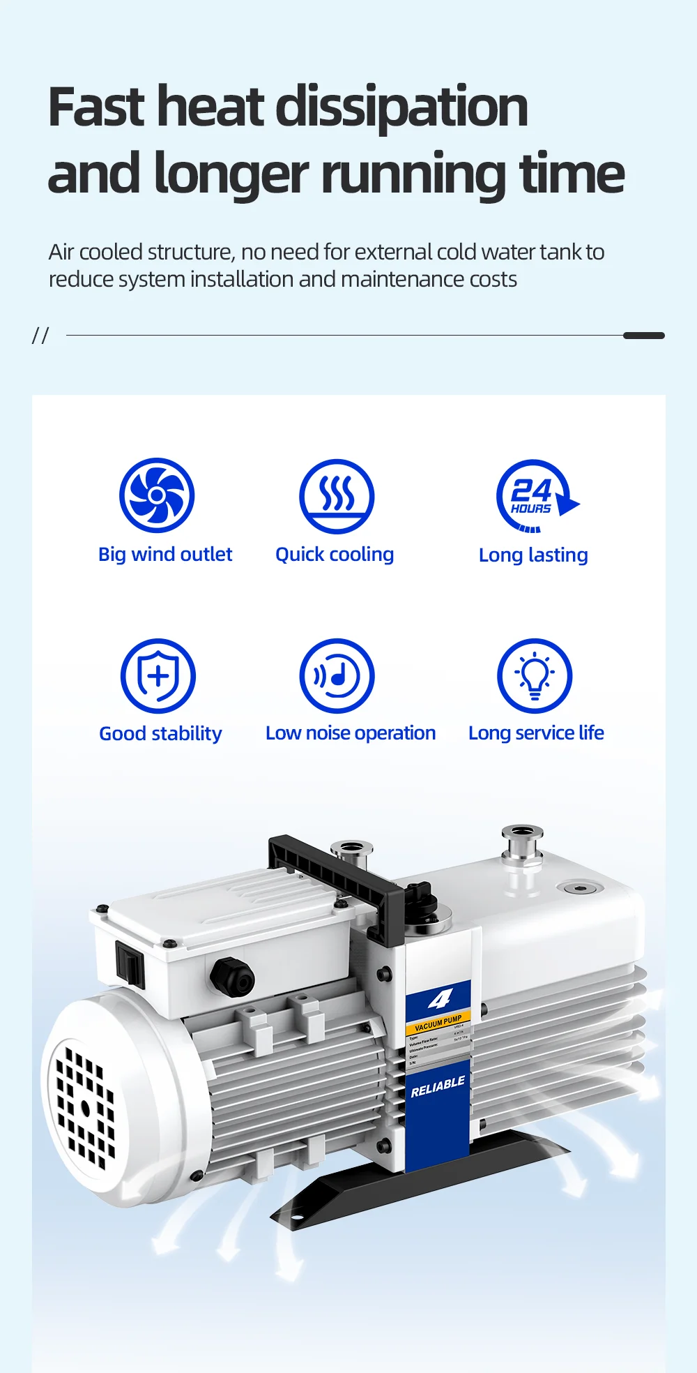 Factory Direct High Vacuum Large Suction Power Bipolar Rotary Vane Vacuum Pump for Industrial Applications