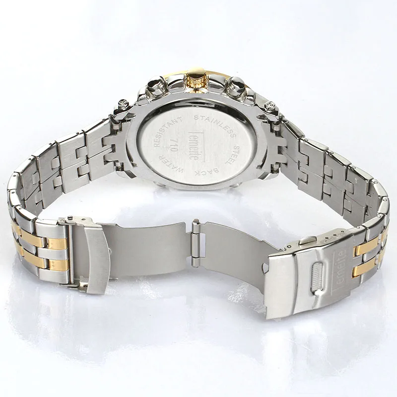 TEMEITE 710G New Arrival Custom Logo Man Quartz Watch Comely Steel Strap Waterproof Dials Decoration Bling Casual Wrist Watch