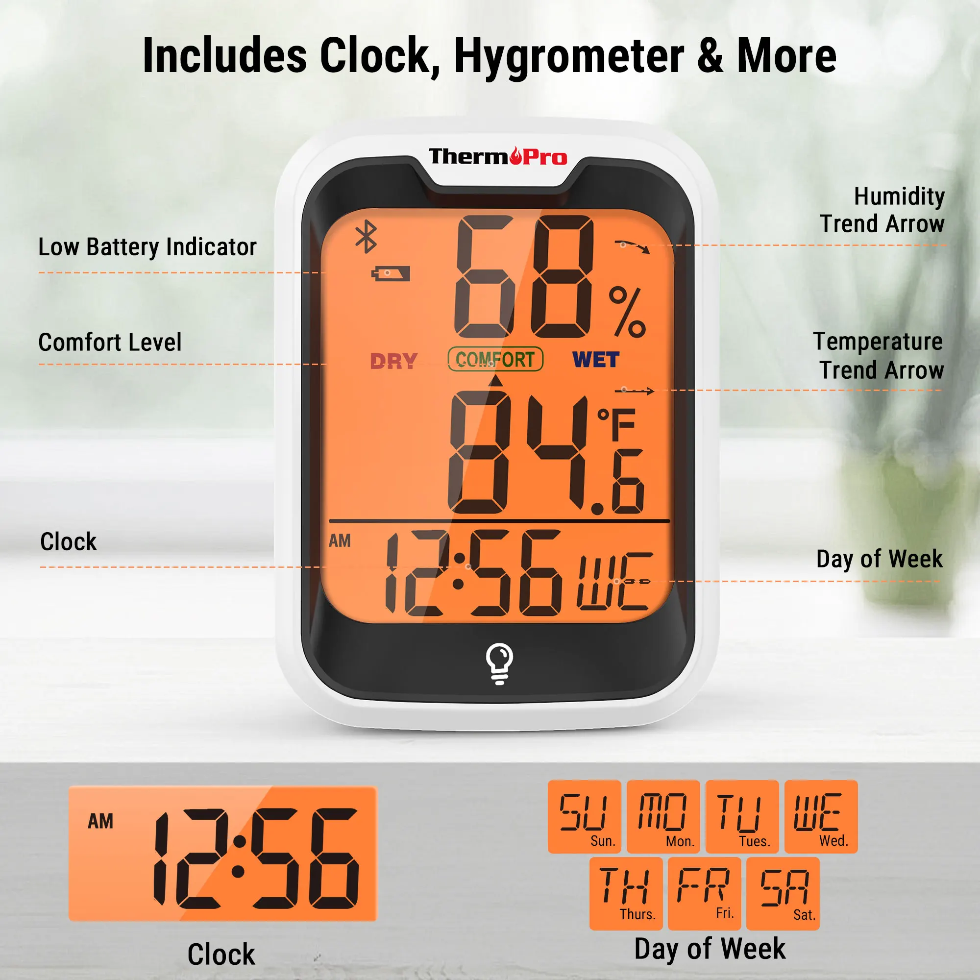 Thermopro TP358 Smart Wireless Digital Room Thermometer Hygrometer