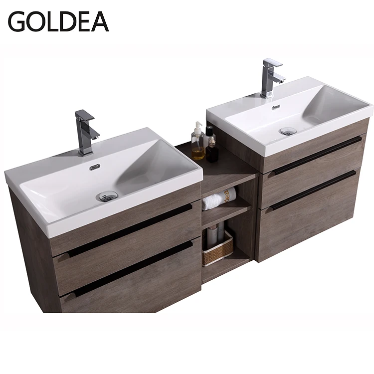 Современная мебель для ванной комнаты с двойной раковиной из МДФ