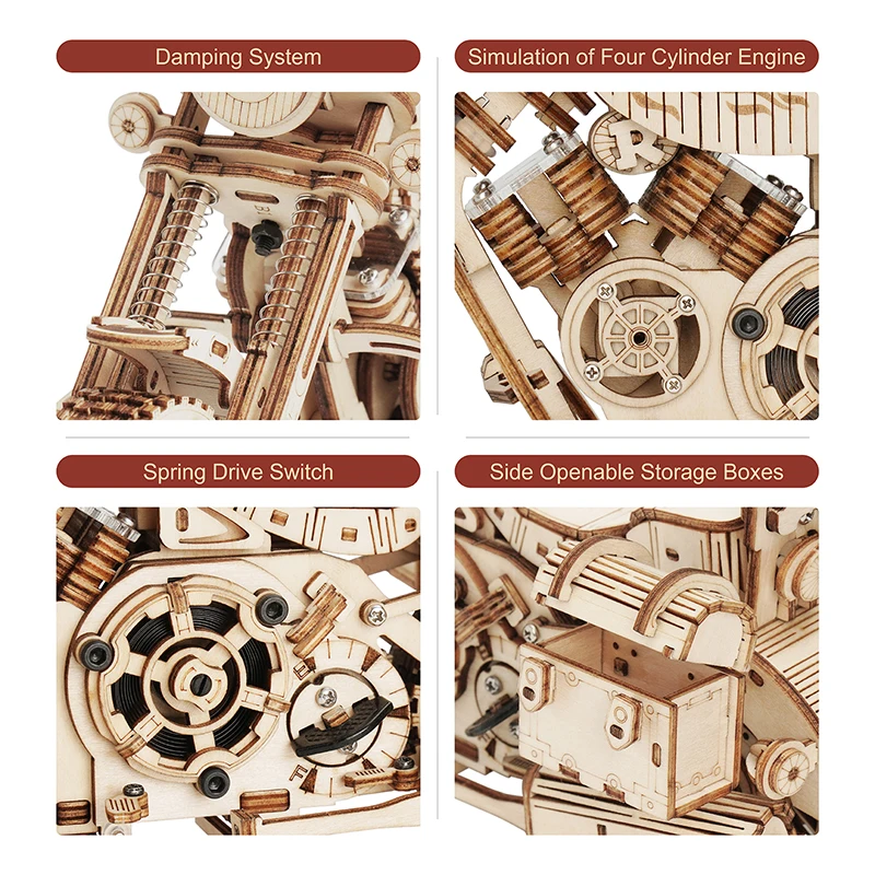 CPC Certificated Robotime Rokr Assemble Toys LK504 Cruiser Motorcycle 3D DIY Wooden Puzzles for Adults