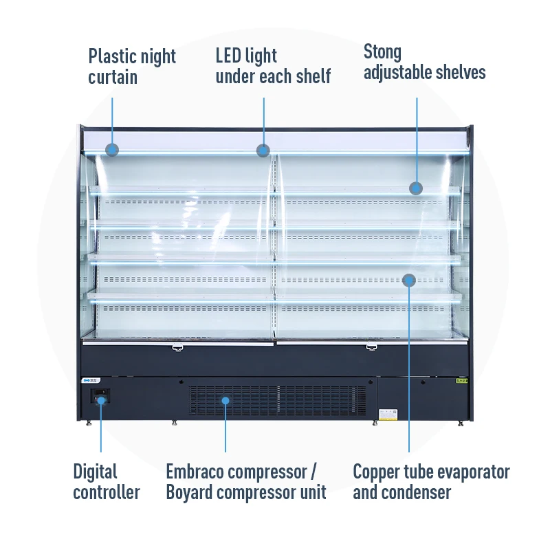 SUPERSNOW Retail Refrigeration Equipment Display Open Cooler