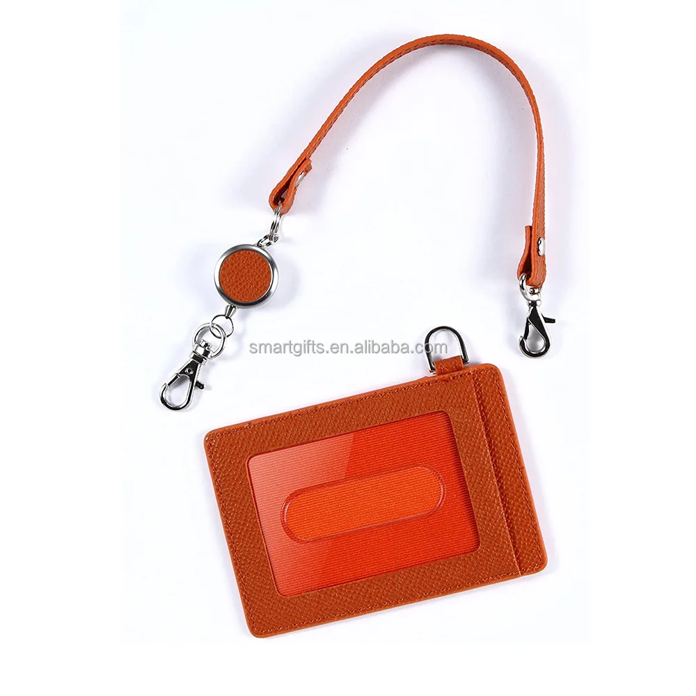 Custom High Quality Fashion Working Name Card Badge Holder Pu Leather