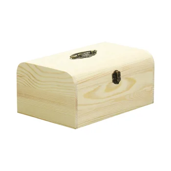 unfinished wood box pine wood keepsake storage box with metal handle and hinged