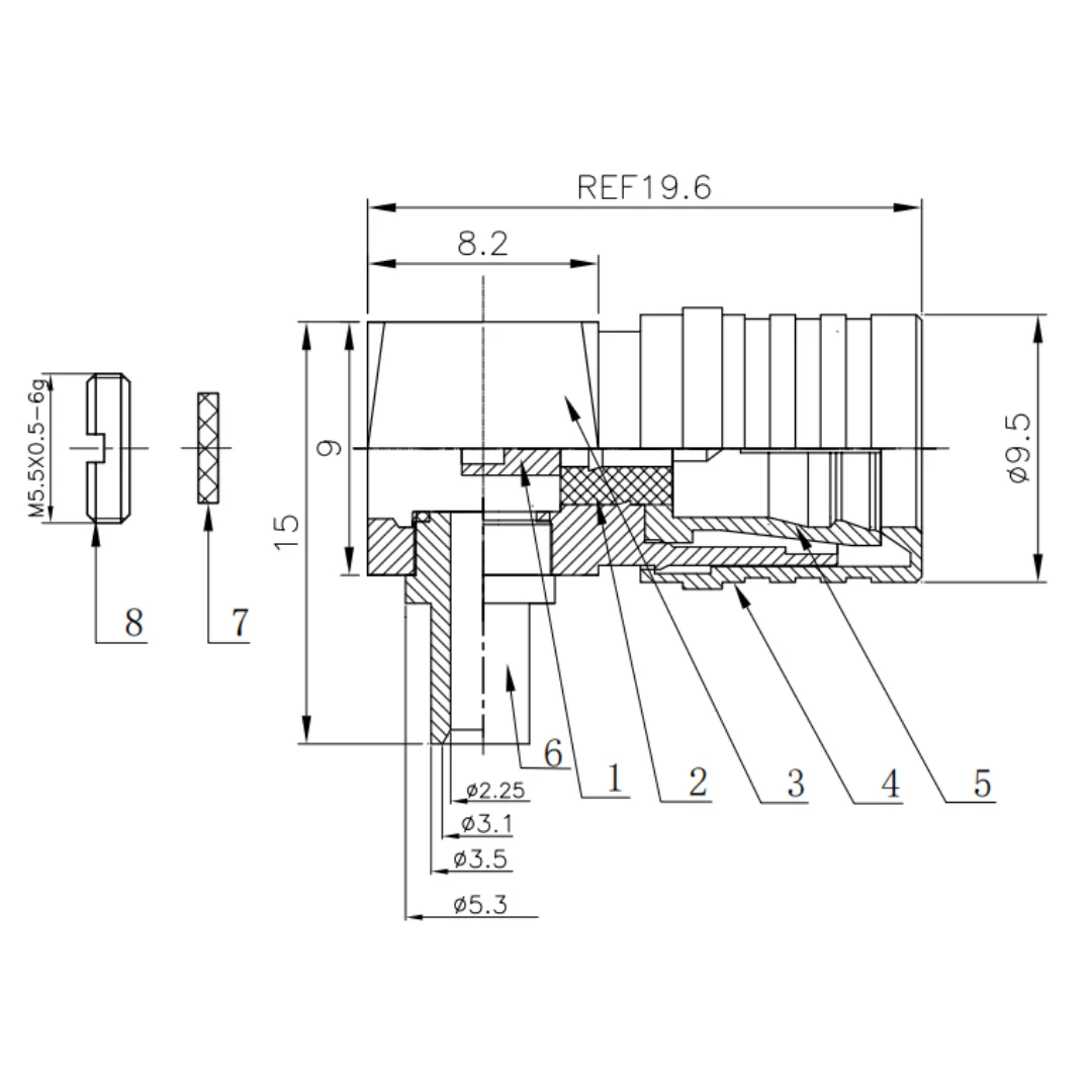 product hot style qma jwb2 coaxial connectors 50 ohm right angle qma male connector for rg405 cable and wire-3
