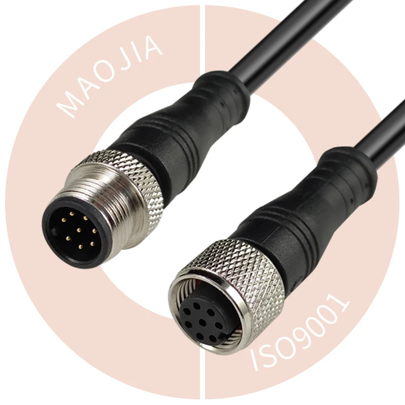 M12 Cable Assembly Male to Female Wire X d a Code Mounted Waterproof 3 5 12 17 Pin M12 Connector 4 Pin 8 Pin Sensor M12 Cable