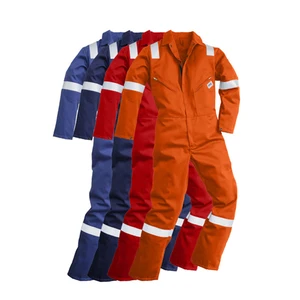 Men's Cotton Construction Safety Workwear Mechanic Coverall Suit Jacket Pants/Trousers Silk Screen Printed Needle Detection OEM