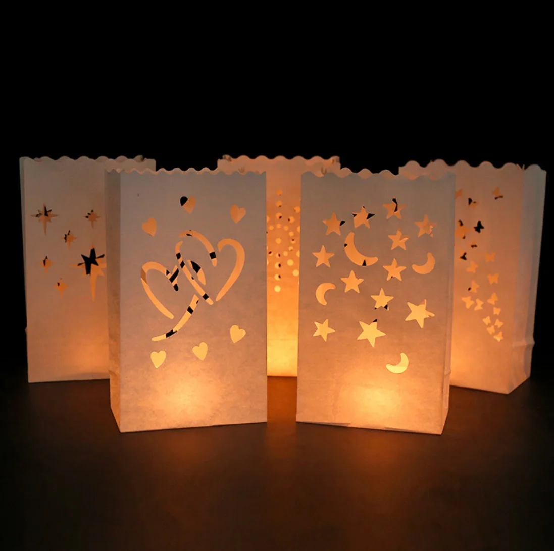 10 X'mas tree white paper candle lantern bags wedding party favor  gbm 