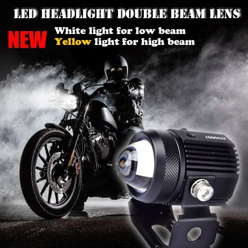 Светодиодная фара для мотоцикла двухцветный проектор Bi Lens Moto Bike мини-фара вождения противотуманная DRL аксессуары внедорожника грузовика