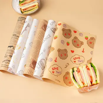 Wholesale Food Grade Deli Sandwich Burger Wrapper Paper Food Wrapping Greaseproof Paper Custom Logo Printed Wax Paper