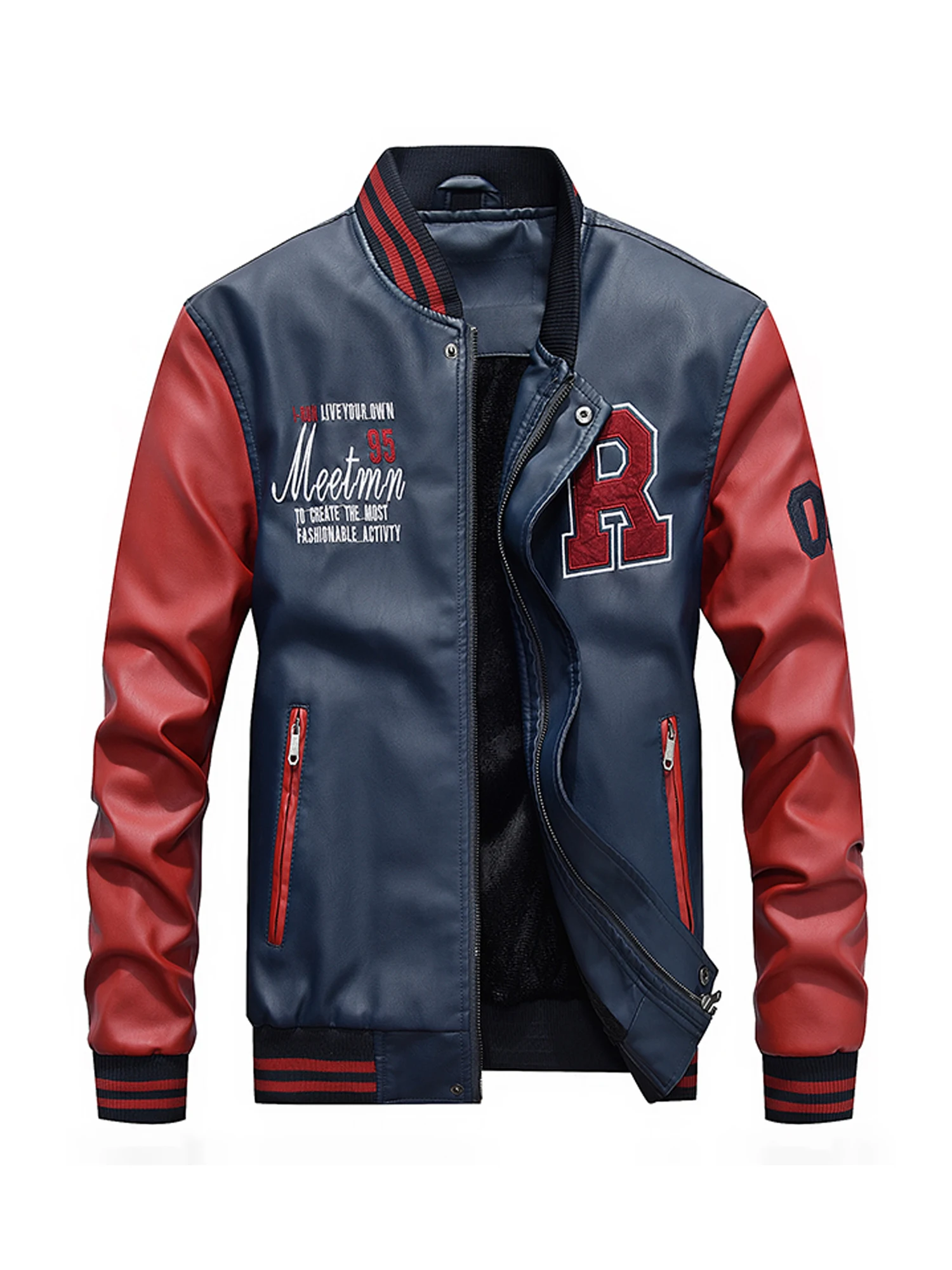 2024 New Arrive Solid PU High Quality Stand Collar Leather Jacket For Men_voghion.com