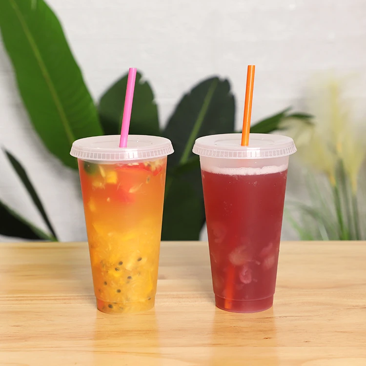 LOKYO Printed logo Frosted Transparent Reusable 16oz Plastic Water Cups with Lids and Straws Wholesale