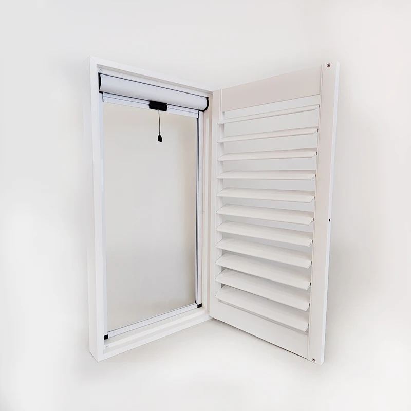 Huasheng Electric Shutters Paulownia Wood Mosquito Proof Design for Living & Bedrooms Features Mosquito Screens & Backup