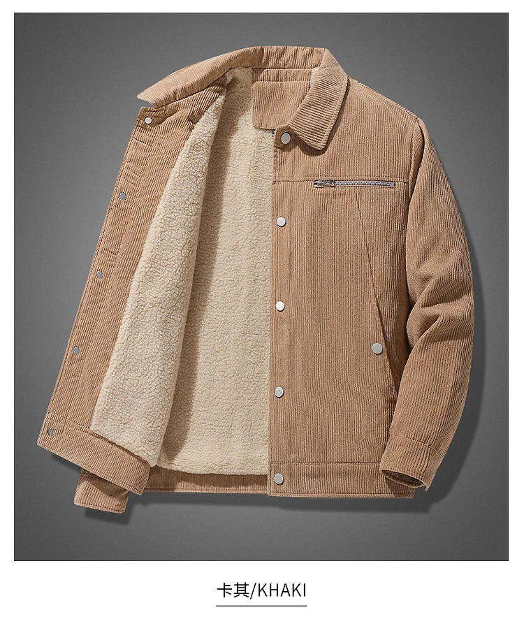 Hot Selling Men's Winter Fleece Jaket Coat Long Sleeve Solid Color ...