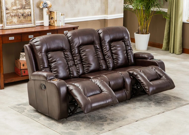 Living Room Home Theater Furniture Leather Electric Recliner Sofa Set 3