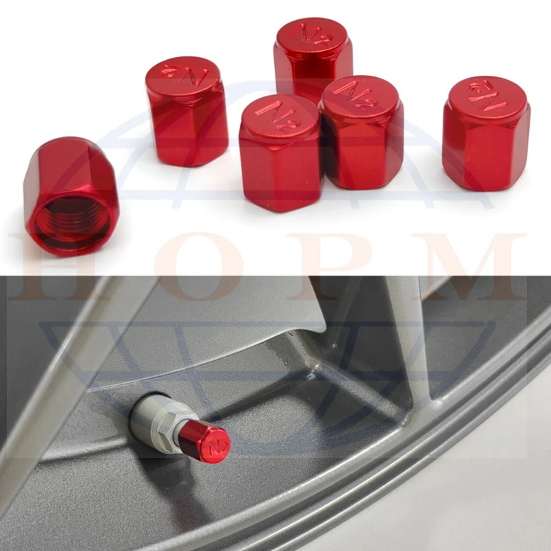 4-Pack Red Valve Stem Caps - Universal Zinc Alloy Tire Valve Covers For Cars, Bikes & More