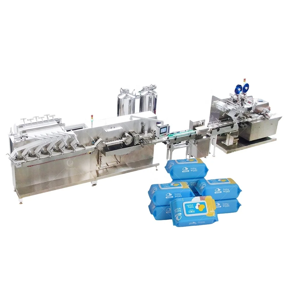 Full Automatic Machine Making Packages of Wet Wipes Production Line Makeup Remover Wipes Wet Tissues Machine Price