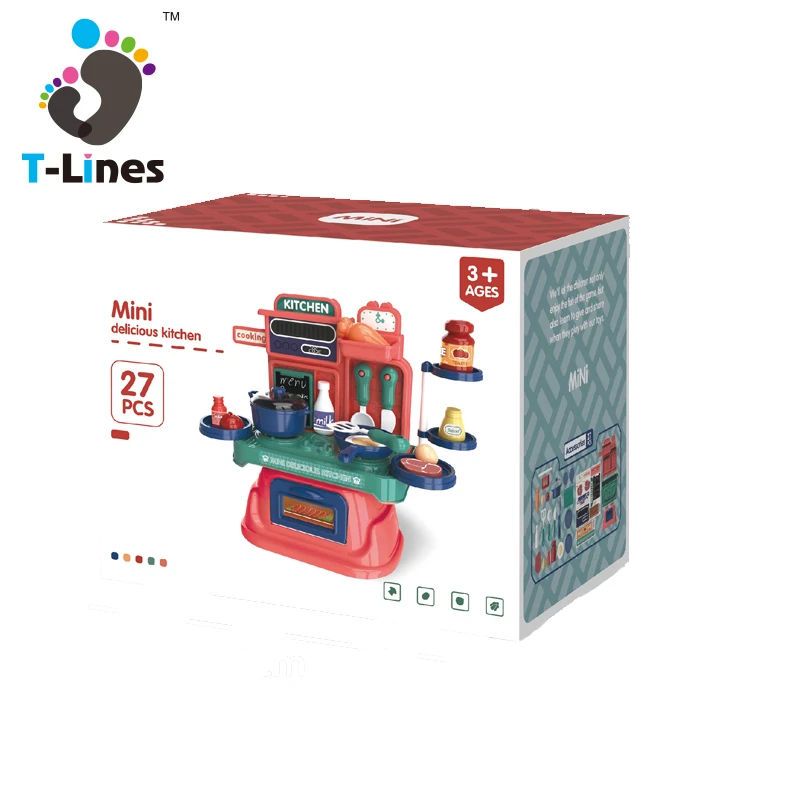 Лидер продаж, Amazon, мини-кухонные игрушки, игровой набор, ролевые игры, настоящие кулинарные игры, 27 шт. для детей