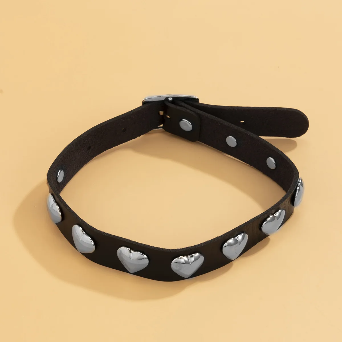 Manfnee PU Leather Choker Punk Emo Heart Pendant Chain Choker Collar  Necklace for Women Adjustable