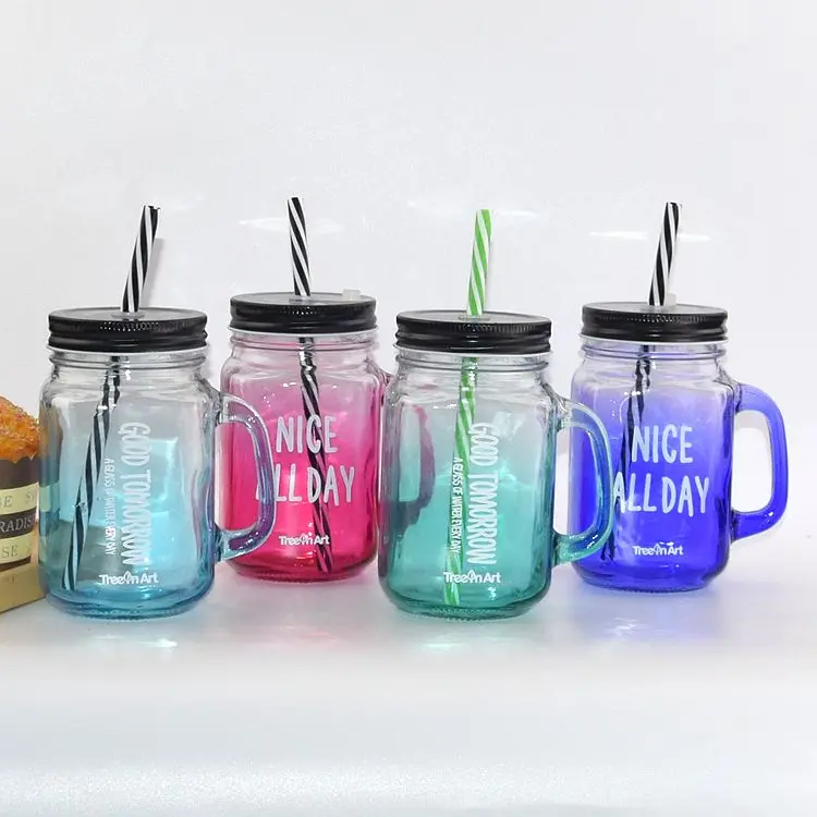 In Stock Wholesale Customized Fruit Coffee Drinking Handle Cup 16Oz Glass  Mason Jars Straw Lid And With Handles - Buy In Stock Wholesale Customized  Fruit Coffee Drinking Handle Cup 16Oz Glass Mason