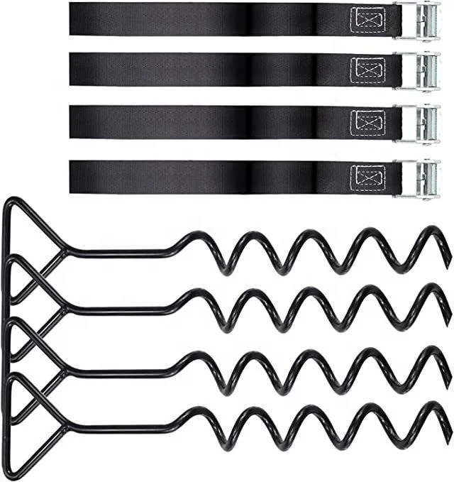 Сверхпрочная система привязки с спиральным наземным АНКЕРОМ из нержавеющей стали набор 4 анкеров для