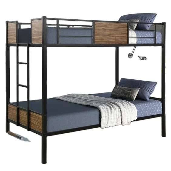 Wholesale Strong Detachable Black Single Iron Bed Metal Bed Double Bunk Bed